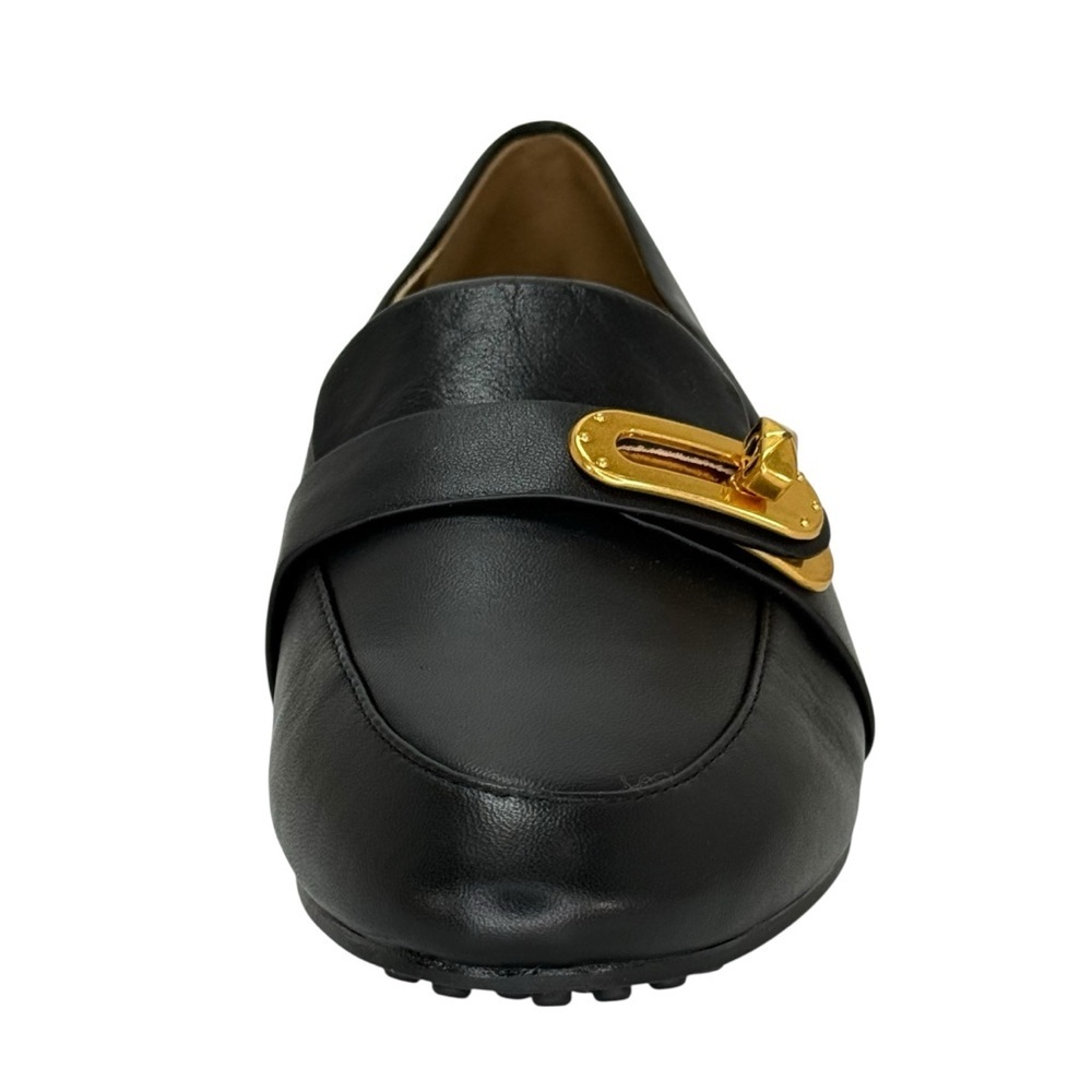 Donna Karan Thompson Black Leather Turnbuckle Womens Loafers Size 6M - Picture 6 of 13